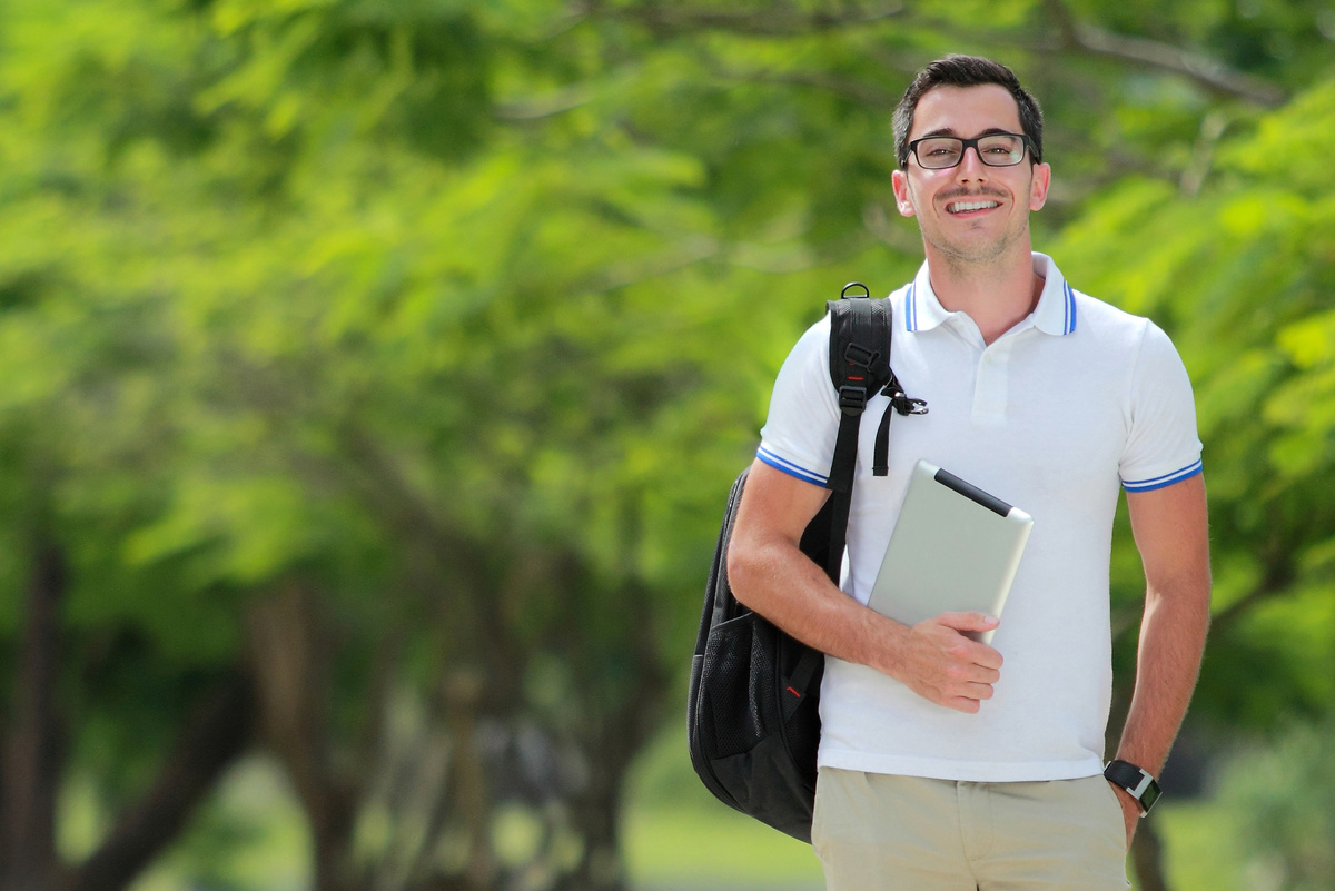 Smiling College Student with Backpack